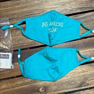 Teal Face Masks with Motivational Print NWT